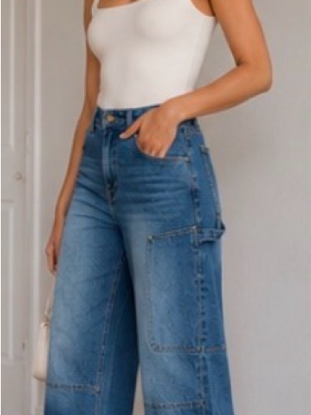 VIP Jeans Wide Leg Cargo Denim Jeans Women’s Size 14 Blue